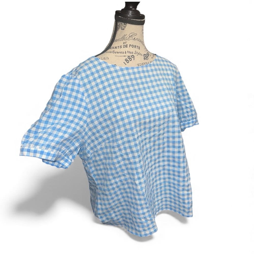 Allegra K Gingham Puff Sleeve Top NWT - Picture 3 of 5